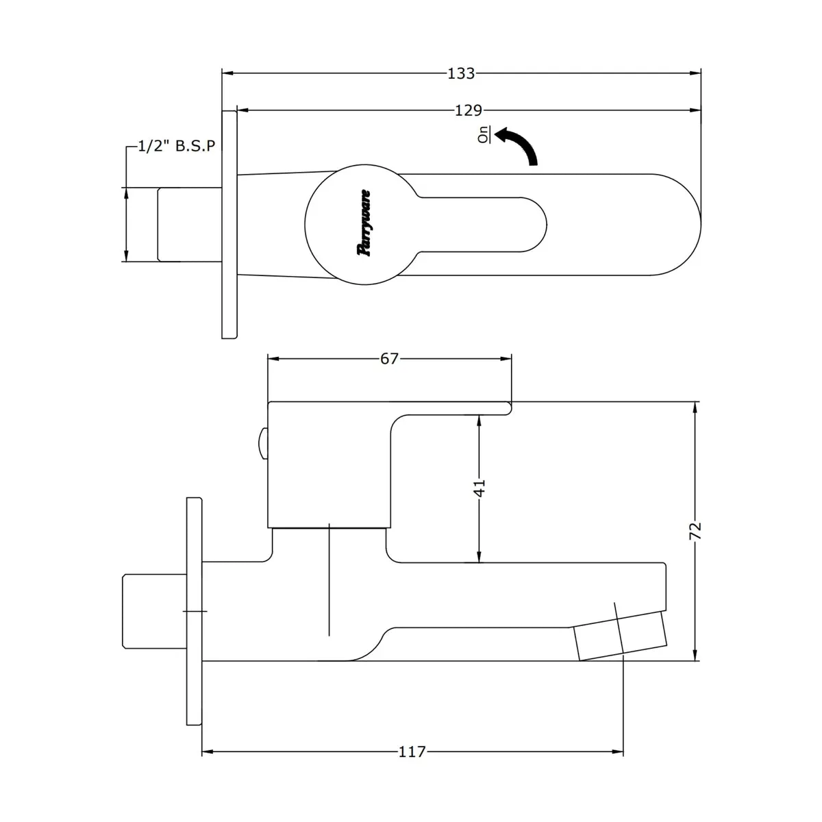 Parryware wc area bib tap claret T4606A1 T4606A1 Chrome - image 2